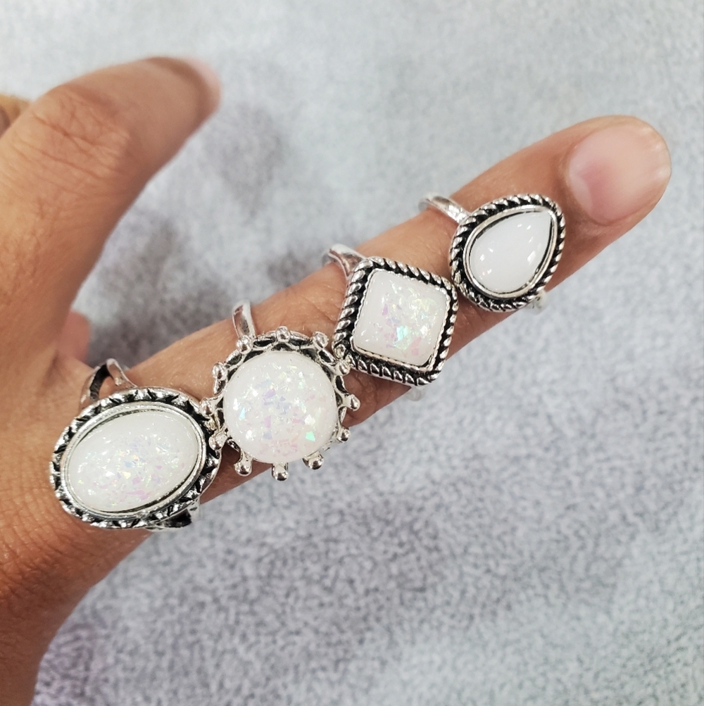 4 Pc Gemstone Rings